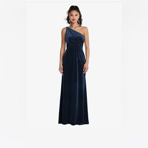 Thread Midnight velvet one shoulder bridesmaids dress